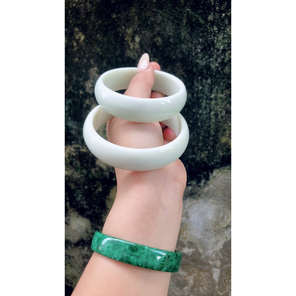 Vòng serpentine trắng bản 20mm